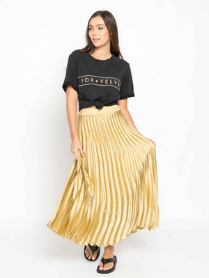 CARRE PLEATED SKIRT - GOLD