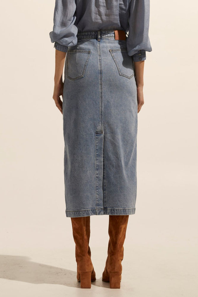 
            
                Load image into Gallery viewer, ACCORD SKIRT - WASHED DENIM
            
        