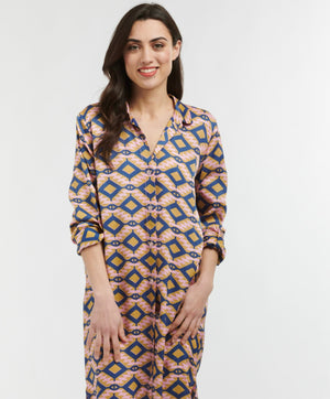 TUSCANY DRESS - AZTEC PRINT BLUE