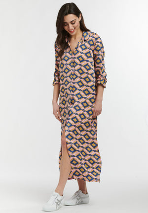 TUSCANY DRESS - AZTEC PRINT BLUE