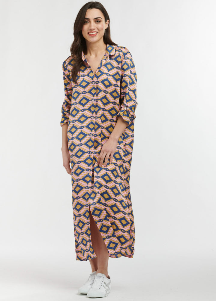 TUSCANY DRESS - AZTEC PRINT BLUE