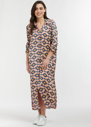 TUSCANY DRESS - AZTEC PRINT BLUE