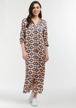 TUSCANY DRESS - AZTEC PRINT BLUE