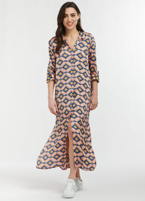 TUSCANY DRESS - AZTEC PRINT BLUE