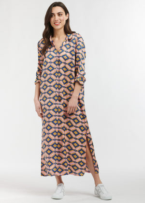 TUSCANY DRESS - AZTEC PRINT BLUE