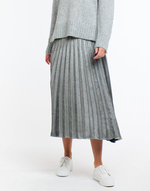 METALLIC SKIRT - PEWTER