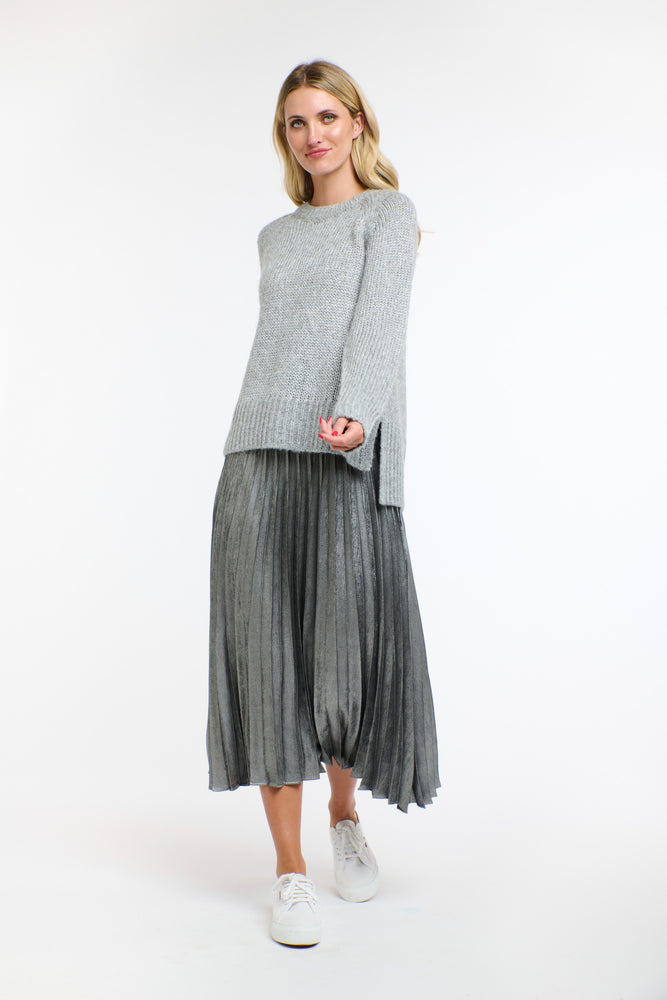 METALLIC SKIRT - PEWTER