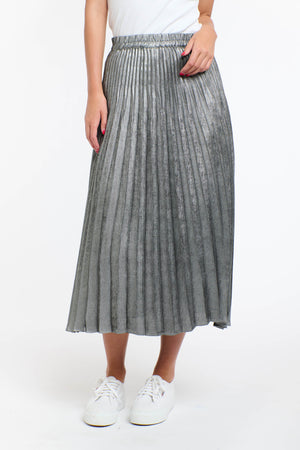 METALLIC SKIRT - PEWTER