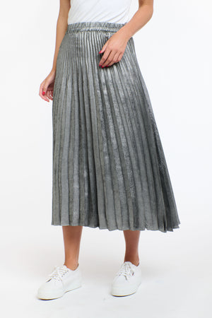 METALLIC SKIRT - PEWTER