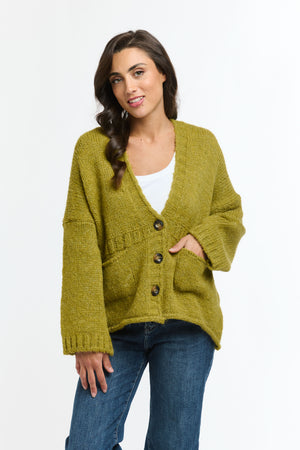 WOODLAND CARDI - OLIVE