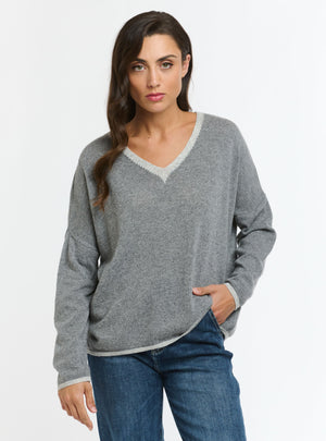 CASHMERE TRACKS JUMPER - GREY