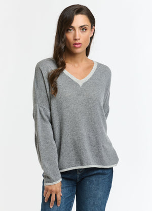 CASHMERE TRACKS JUMPER - GREY