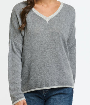 CASHMERE TRACKS JUMPER - GREY
