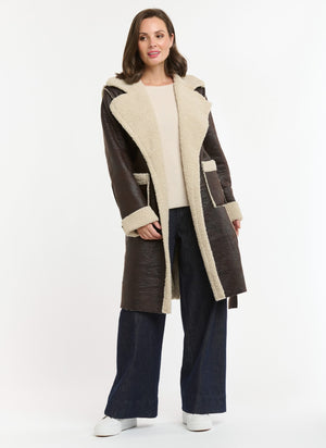 SHEARLING FAUX JACKET - CHOCOLATE