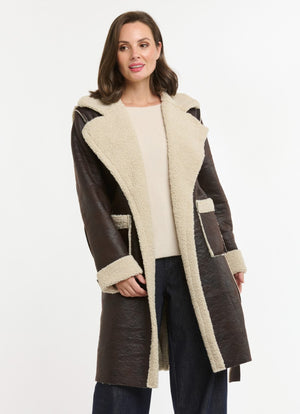SHEARLING FAUX JACKET - CHOCOLATE
