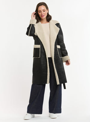SHEARLING FAUX JACKET - BLACK