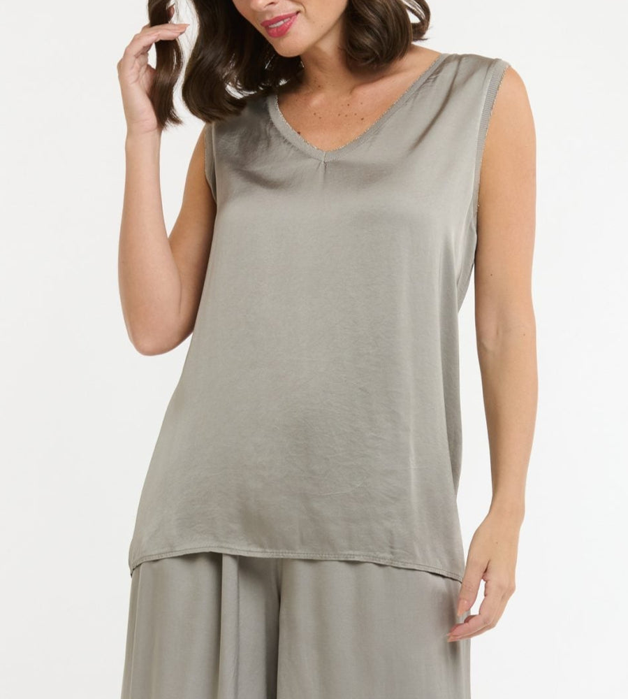 V-NECK CAMI - SILVER