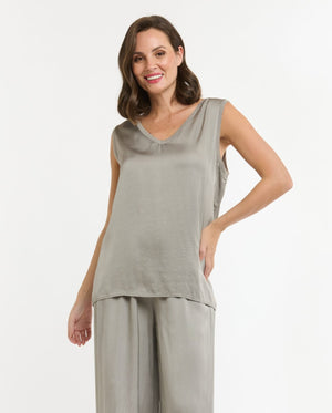 V-NECK CAMI - SILVER