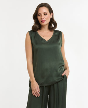 V-NECK CAMI - KHAKI