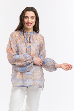 EMILY RUFFLE COLLAR - SHIRT - AZZURE