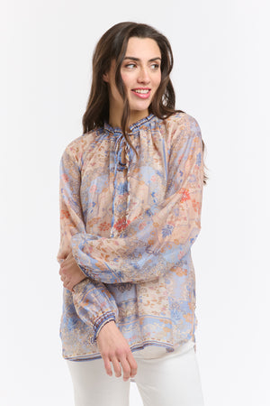 EMILY RUFFLE COLLAR - SHIRT - AZZURE