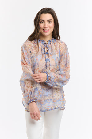 EMILY RUFFLE COLLAR - SHIRT - AZZURE