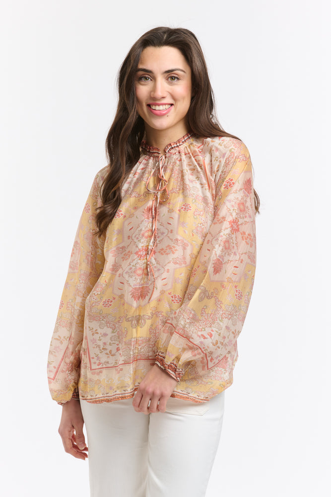 EMILY RUFFLE COLLAR - SHIRT - SAFFRON