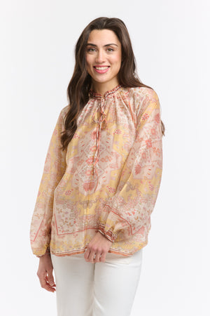 EMILY RUFFLE COLLAR - SHIRT - SAFFRON