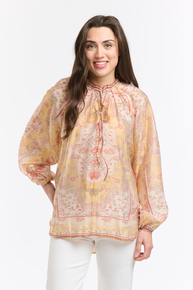 EMILY RUFFLE COLLAR - SHIRT - SAFFRON