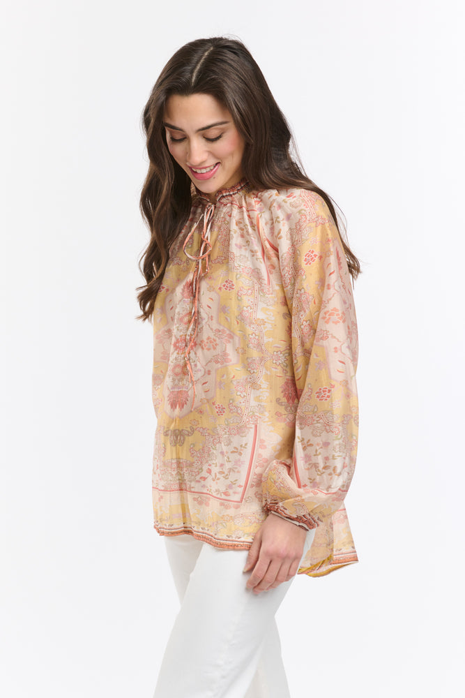 EMILY RUFFLE COLLAR - SHIRT - SAFFRON