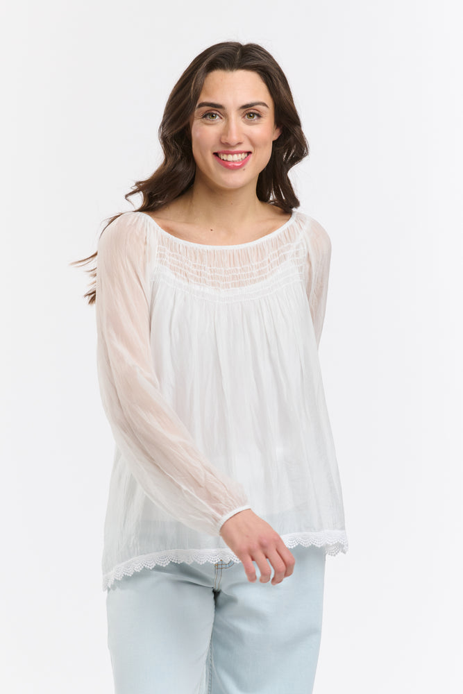 CALCUTTA SILK BLOUSE - OPTICAL WHITE