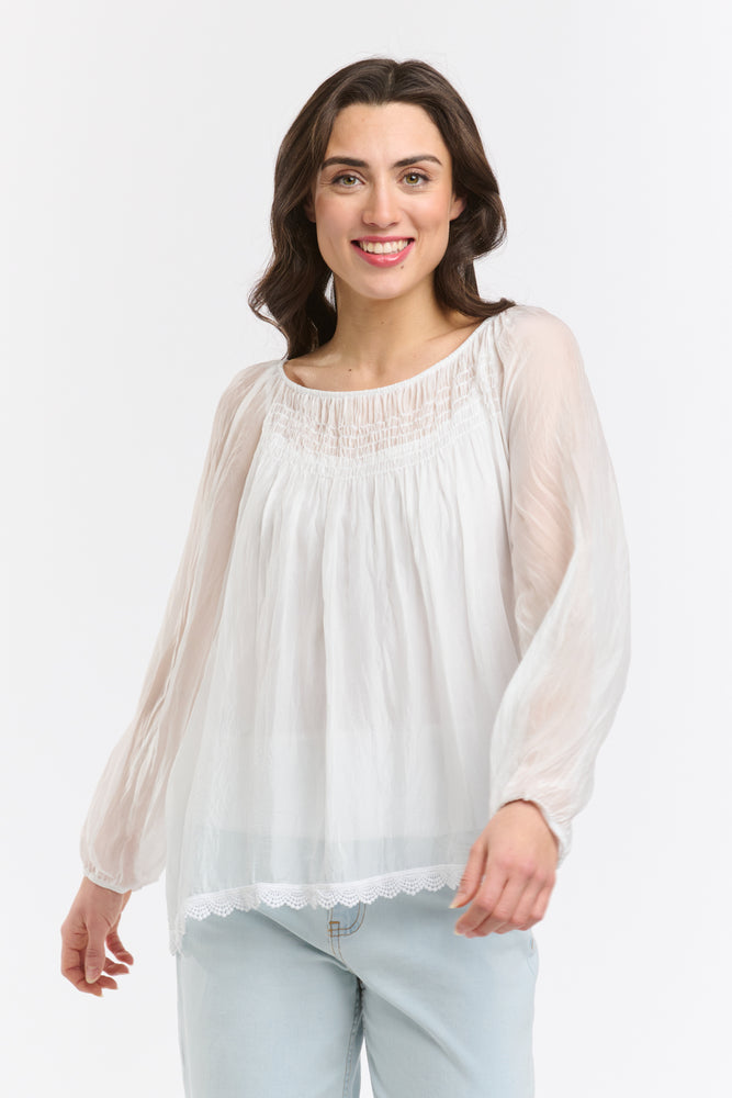 CALCUTTA SILK BLOUSE - OPTICAL WHITE