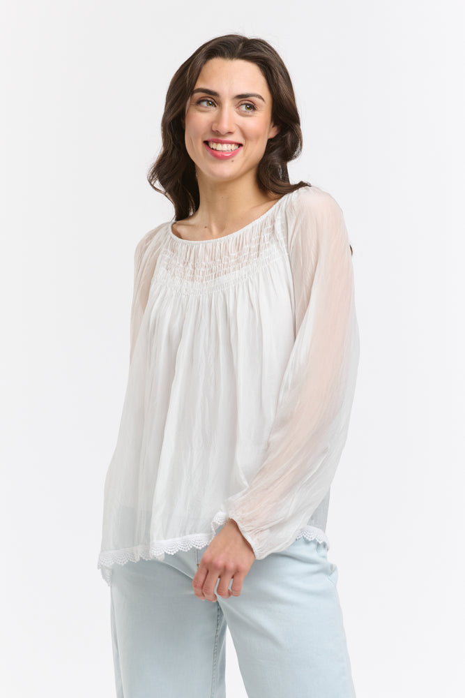 CALCUTTA SILK BLOUSE - OPTICAL WHITE