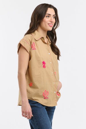 ANME EMBROIDERED SHIRT - BEIGE