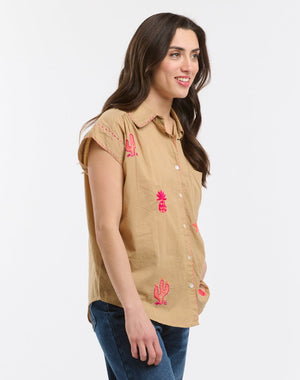 ANME EMBROIDERED SHIRT - BEIGE