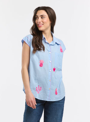 ANME EMBROIDERED SHIRT - BLUE
