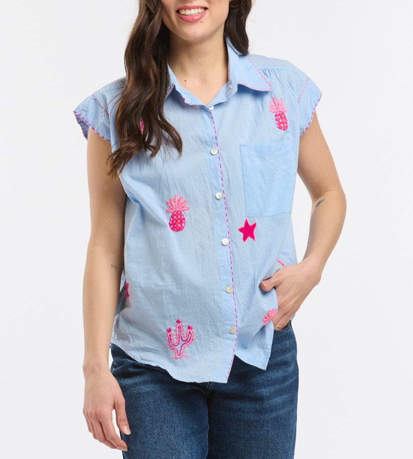 ANME EMBROIDERED SHIRT - BLUE
