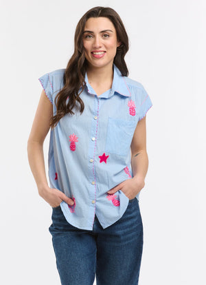 ANME EMBROIDERED SHIRT - BLUE