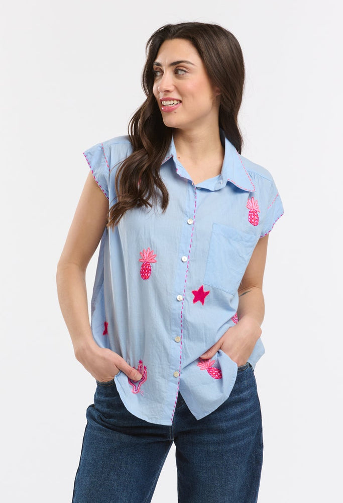 ANME EMBROIDERED SHIRT - BLUE