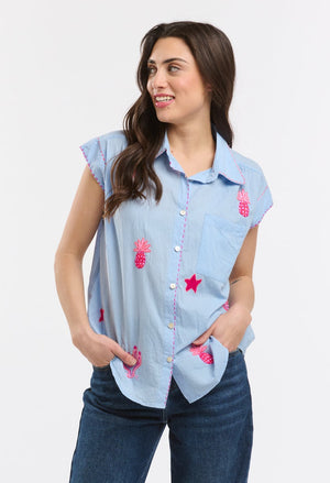 ANME EMBROIDERED SHIRT - BLUE