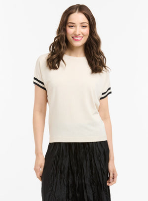 KNIT TOP - BEIGE & BLACK