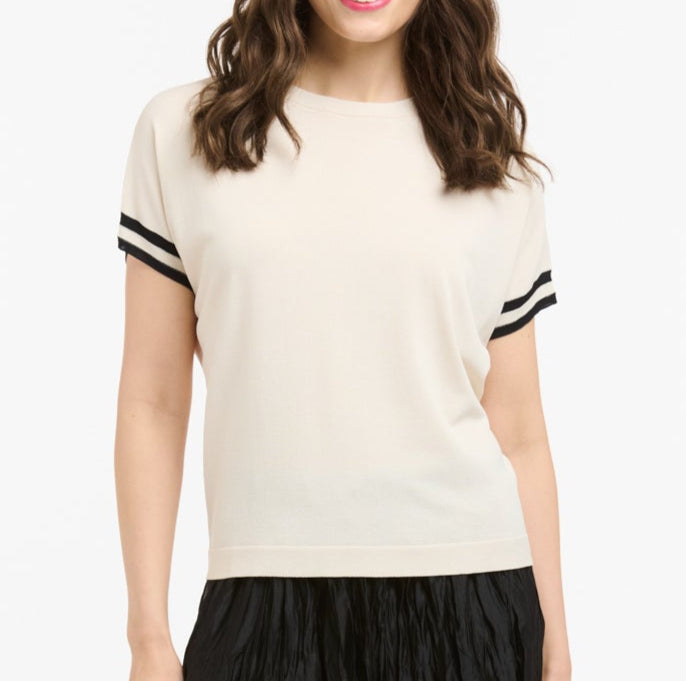 KNIT TOP - BEIGE & BLACK