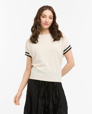 KNIT TOP - BEIGE & BLACK