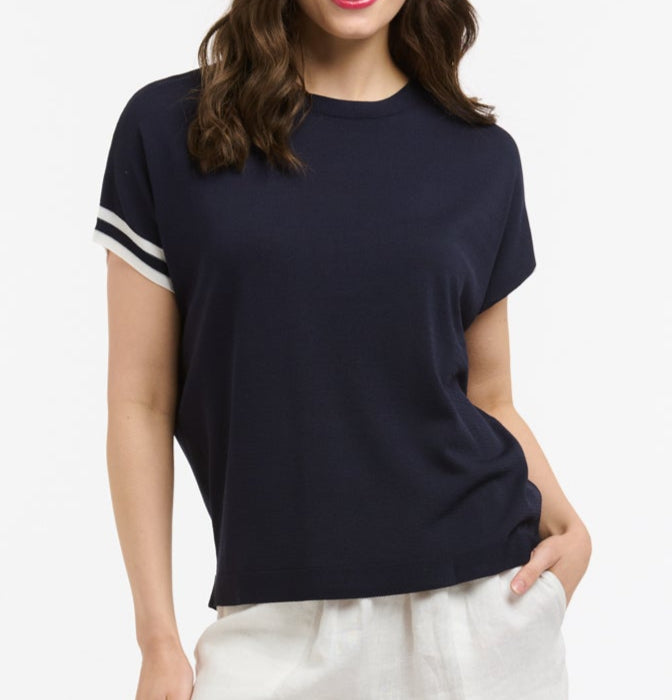 KNIT TOP - NAVY & WHITE