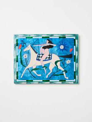 FABLE HORSEBACK BLUE RECTANGLE