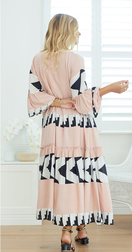BELLA DRESS - BLUSH & BLACK