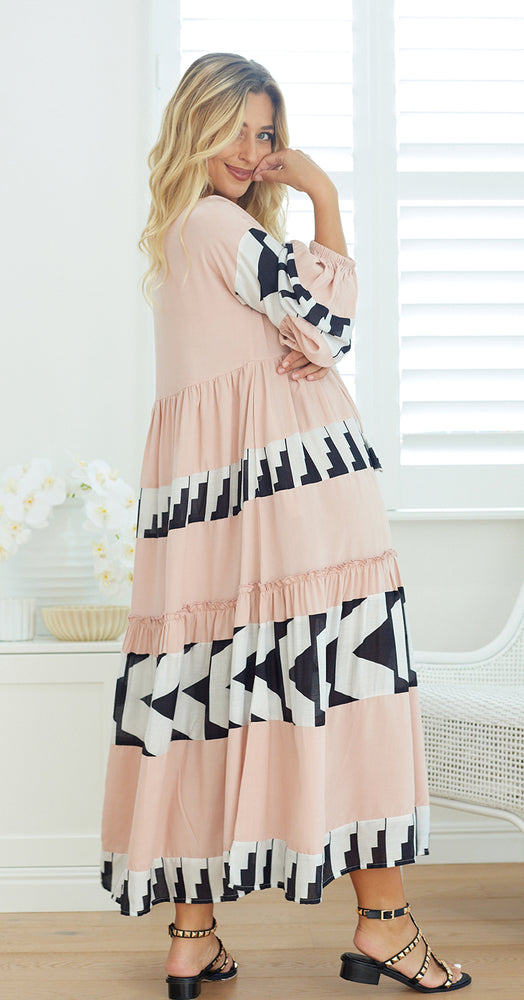 BELLA DRESS - BLUSH & BLACK