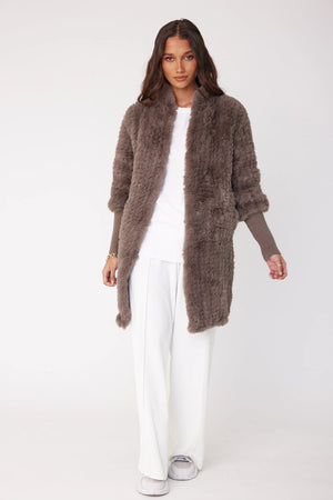 SUTTI FAUX FUR JACKET - TAUPE