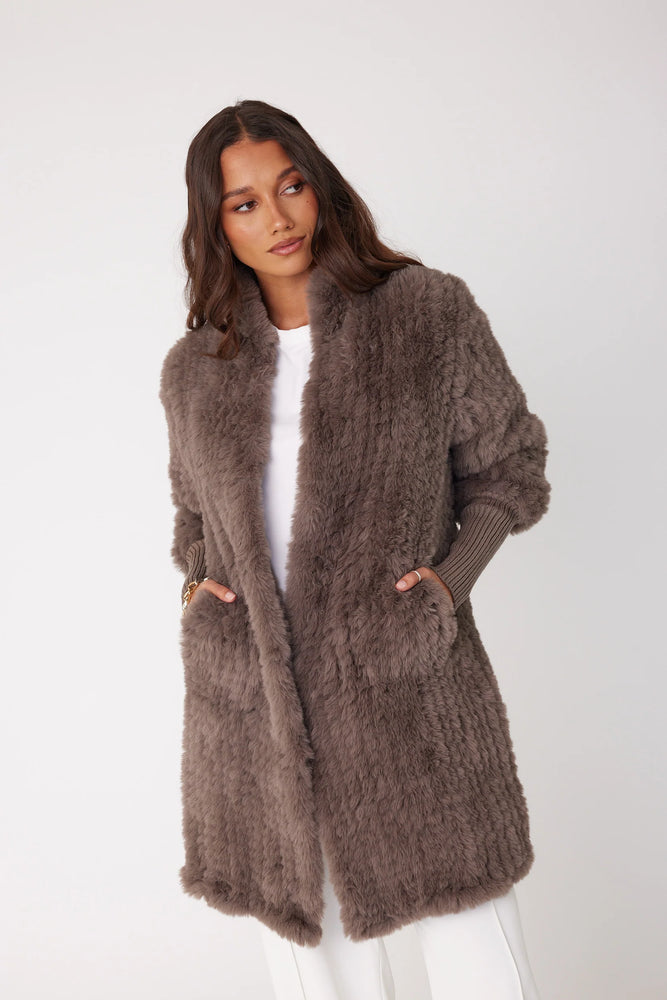 SUTTI FAUX FUR JACKET - TAUPE
