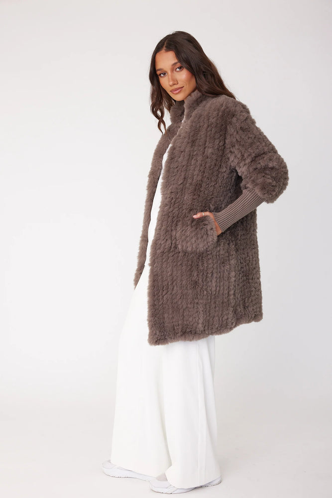 SUTTI FAUX FUR JACKET - TAUPE